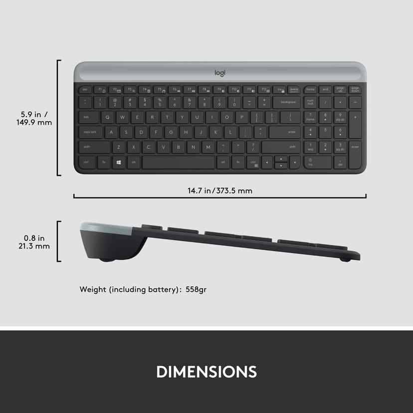Logitech Slim Wireless Combo MK470 Trådlös Nordisk