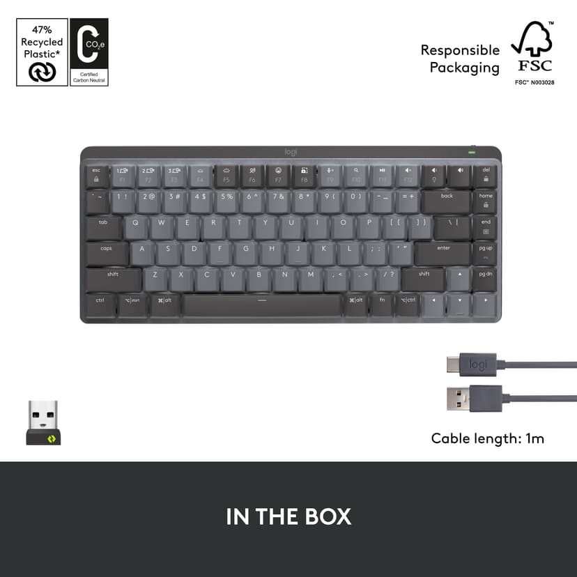Logitech MX Mechanical Mini Wireless Trådlös Logitech Tactile Nordic