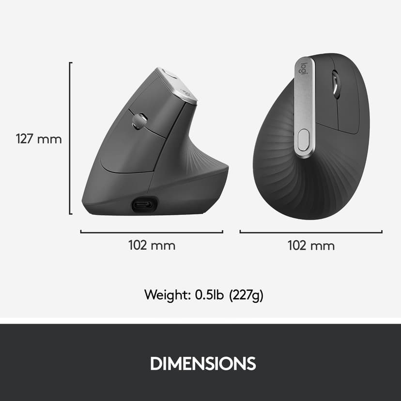Logitech MX Vertical Trådlös RF + Bluetooth