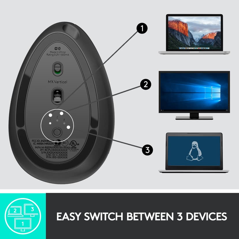 Logitech MX Vertical RF-draadloos + Bluetooth
