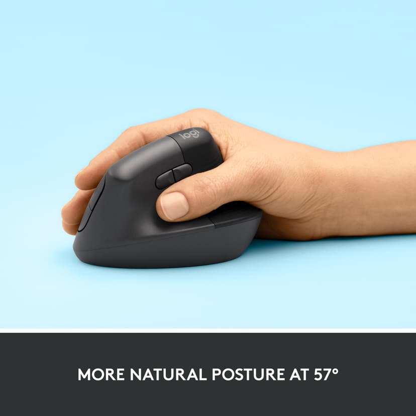 Logitech Lift Vertical Ergo Mouse Right Graphite RF trådløs + Bluetooth