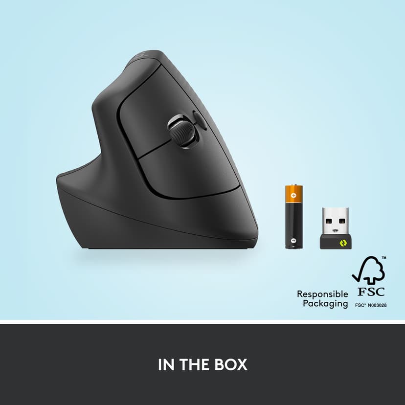 Logitech Lift Vertical Ergo Mouse Left Graphite RF Wireless + Bluetooth