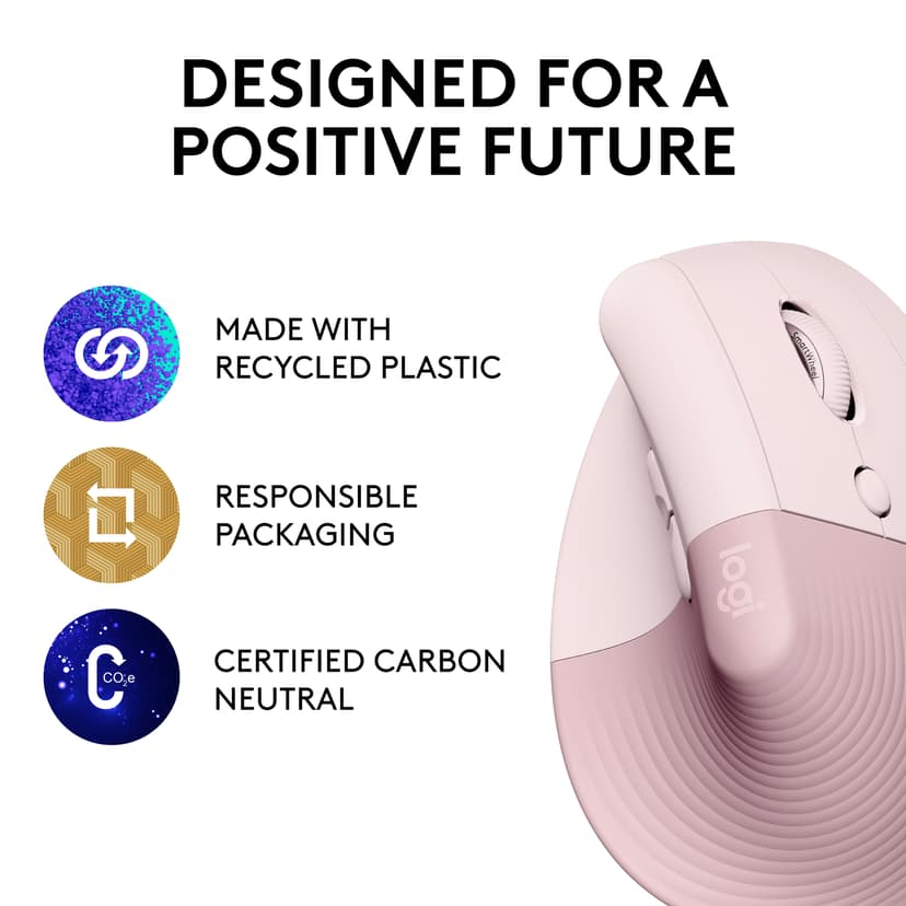 Logitech Lift mus Kontor Højre hånd RF trådløs + Bluetooth Optisk 4000 dpi RF trådløs + Bluetooth