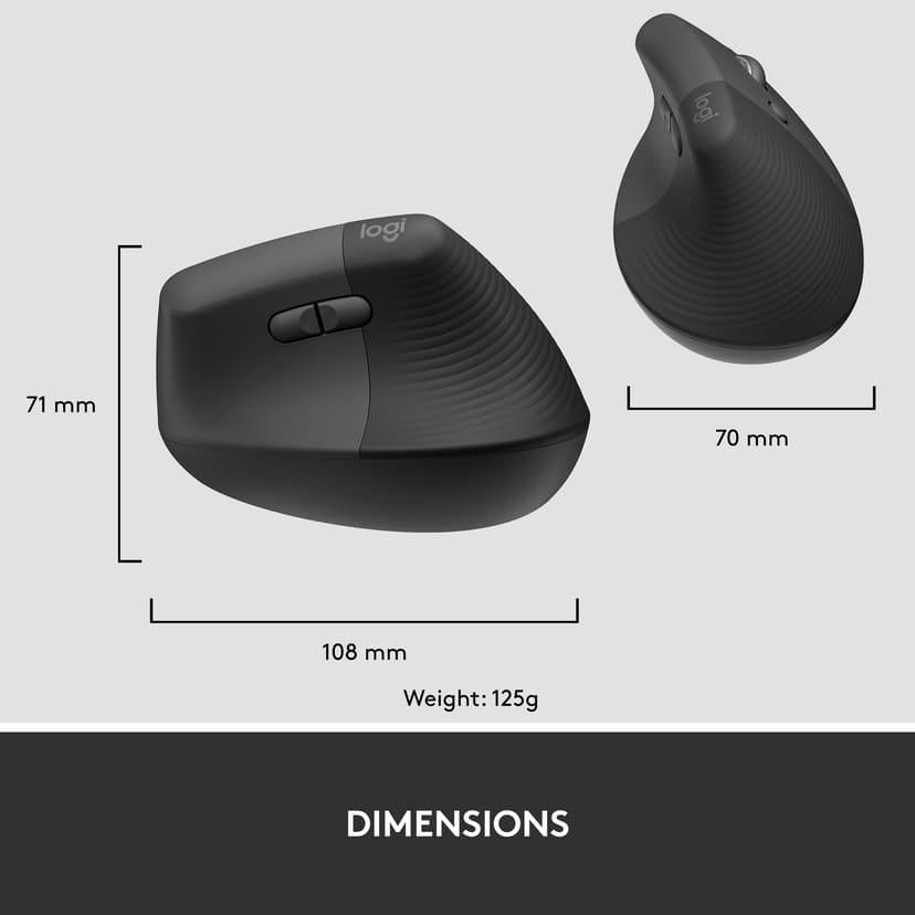 Logitech Lift for Business RF trådløs + Bluetooth Mus Grafitt