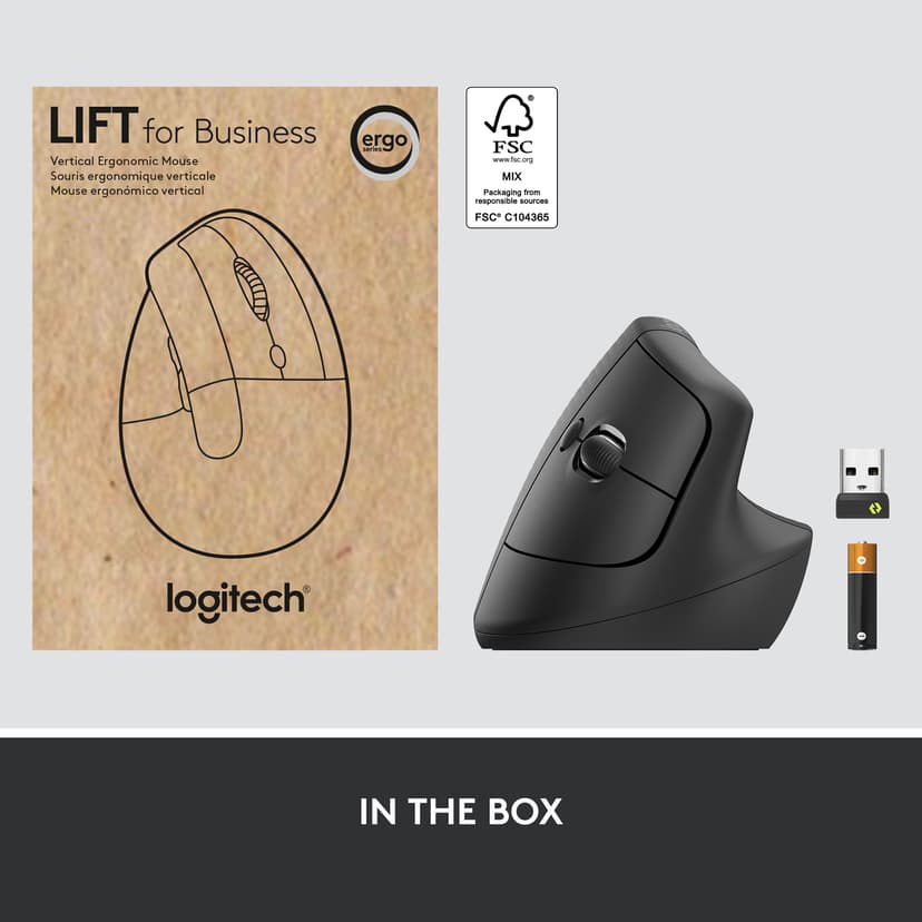 Logitech Lift Vertical Ergo Mouse For Business Right Graphit RF Wireless + Bluetooth