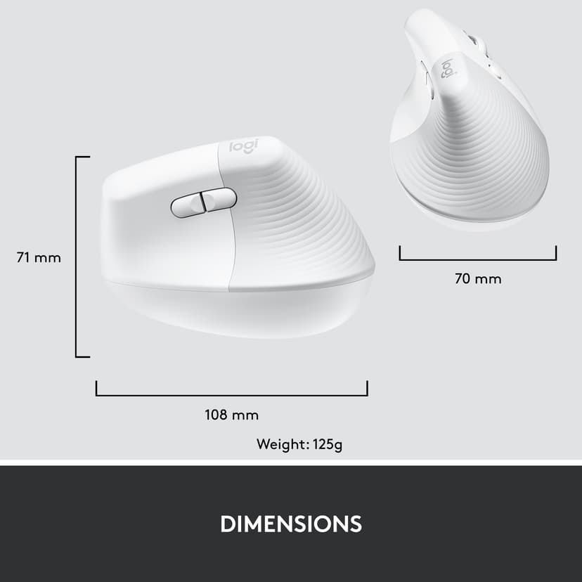 Logitech Lift for Business RF trådløs + Bluetooth Mus Hvit