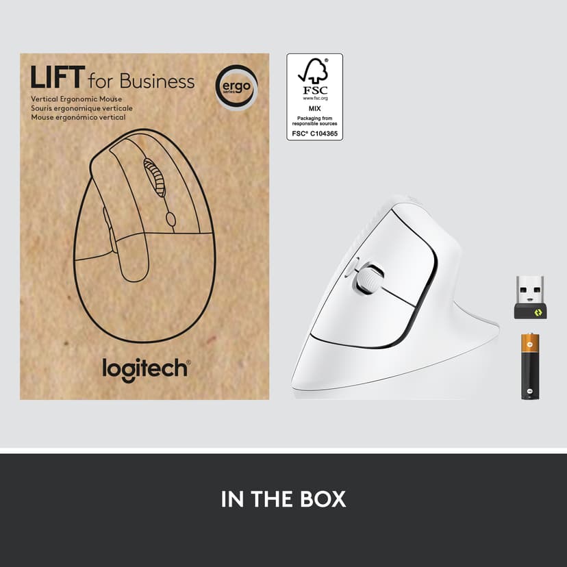 Logitech Lift for Business RF Wireless + Bluetooth Hiiri Valkoinen