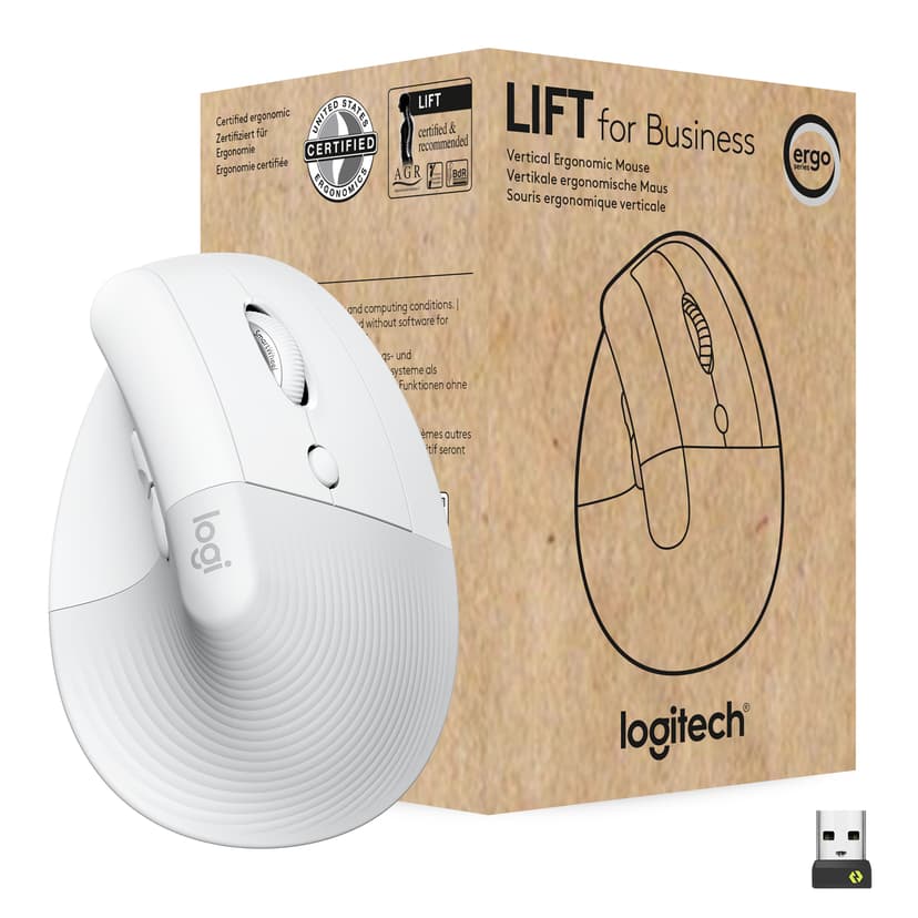 Logitech Lift Vertical Ergo For Business Logi Bolt Trådlös RF + Bluetooth