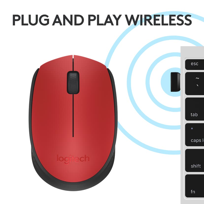 Logitech M171 RF trådløst Mus Sort, Rød