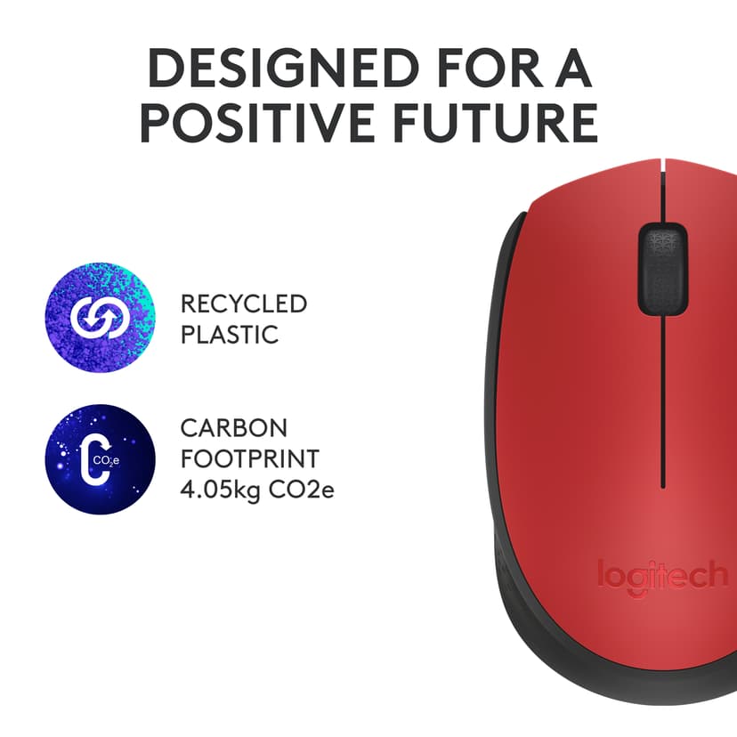 Logitech M171 RF Draadloos Muis Zwart, Rood