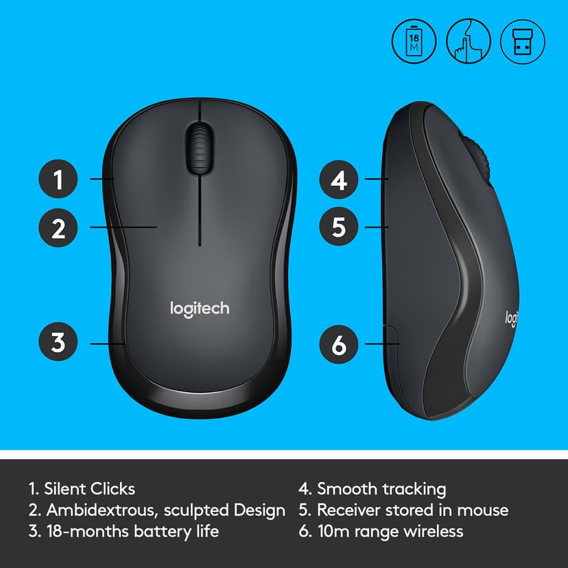 Logitech M220 Silent Wireless Langaton RF