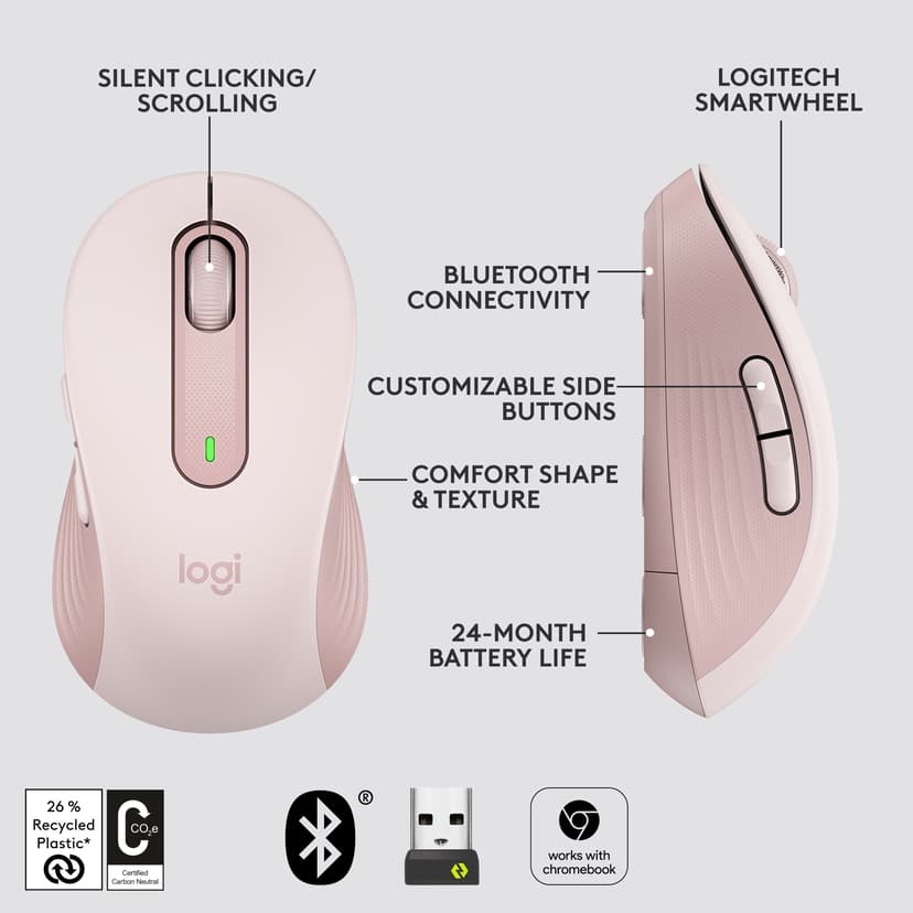 Logitech Signature M650 Large RF-draadloos + Bluetooth