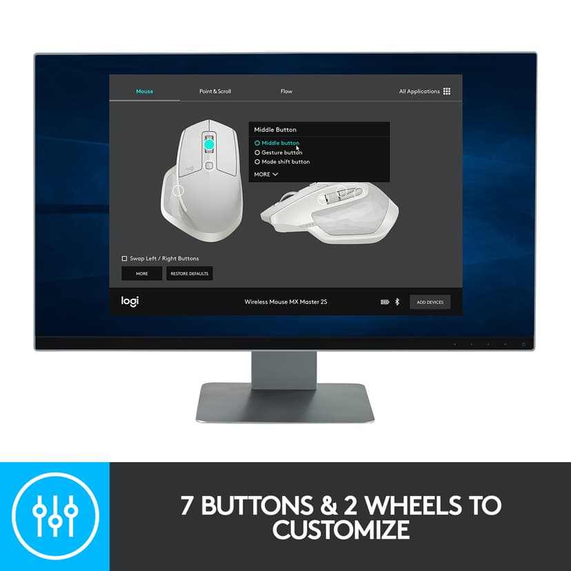 Logitech MX Master 2S Trådlös RF + Bluetooth