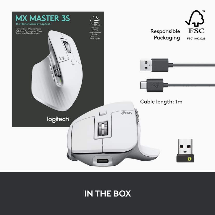 Logitech MX Master 3S Logi Bolt Trådlös RF + Bluetooth