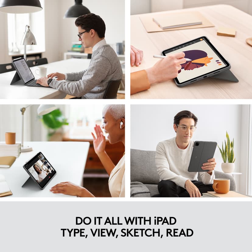 Logitech Combo Touch iPad Pro 11" 2nd gen, iPad Pro 11" 3rd gen, iPad Pro 11" 4th gen Pohjoismainen Harmaa