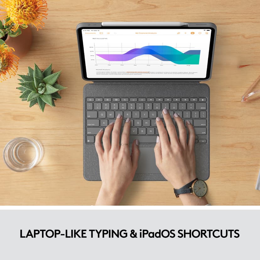Logitech Combo Touch iPad Pro 12.9" 5th gen, iPad Pro 12.9" 6th gen Pohjoismainen Harmaa