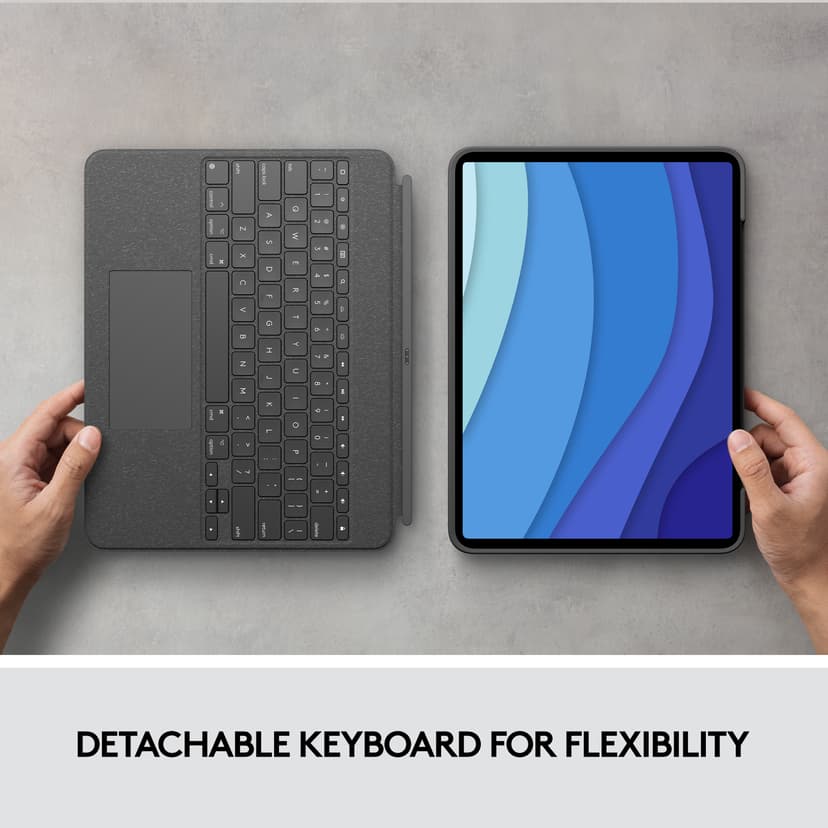 Logitech Combo Touch iPad Pro 12.9" 5th gen, iPad Pro 12.9" 6th gen Pohjoismainen Harmaa