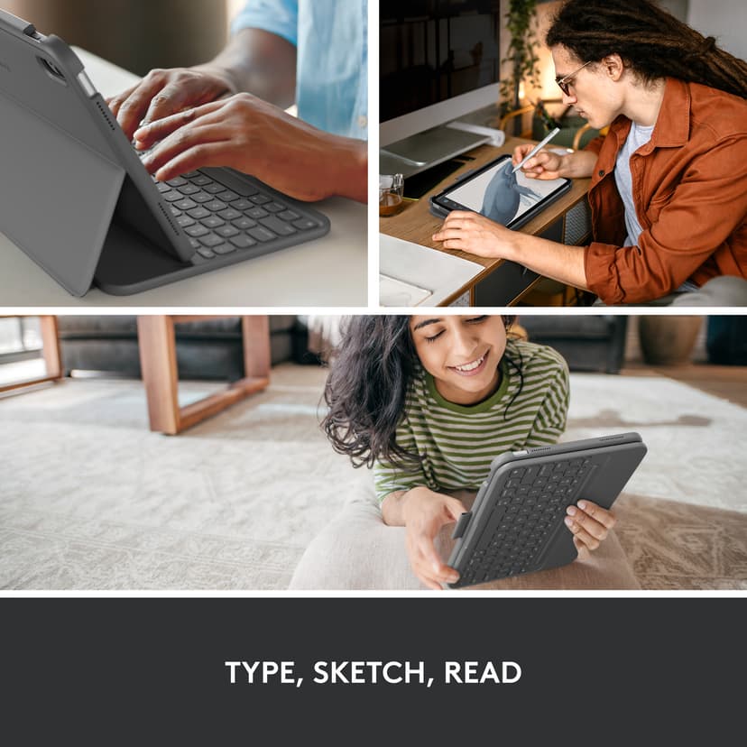 Logitech Slim Folio - (Löytötuote luokka 2) Pohjoismainen Harmaa