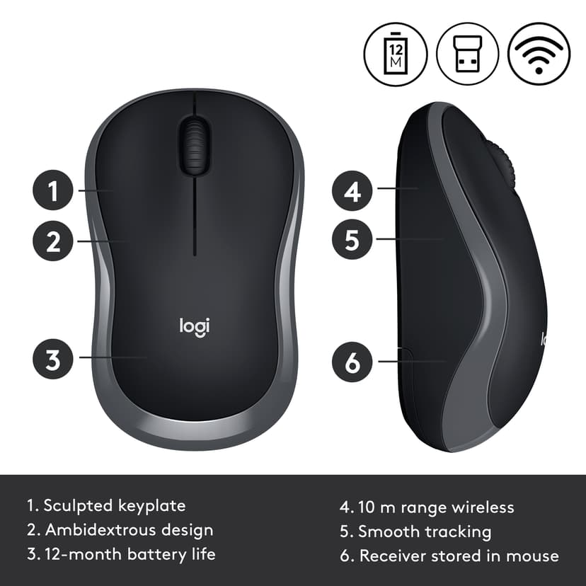 Logitech M185 RF Trådlös Mus