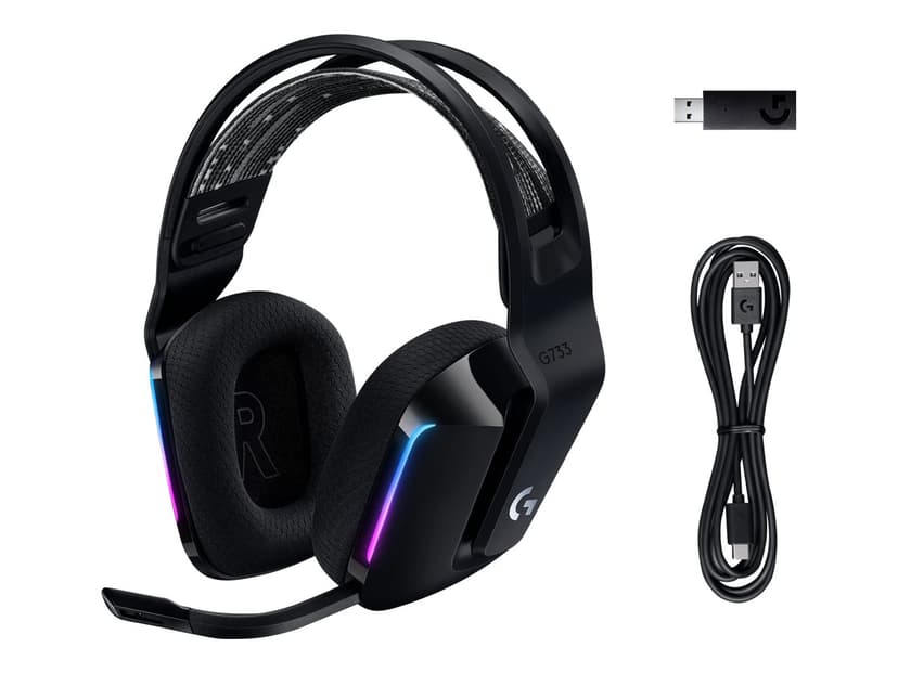 Logitech G733 Lightspeed Wireless RGB Gaming Headset - (Kuppvare klasse 2) Stereo Svart