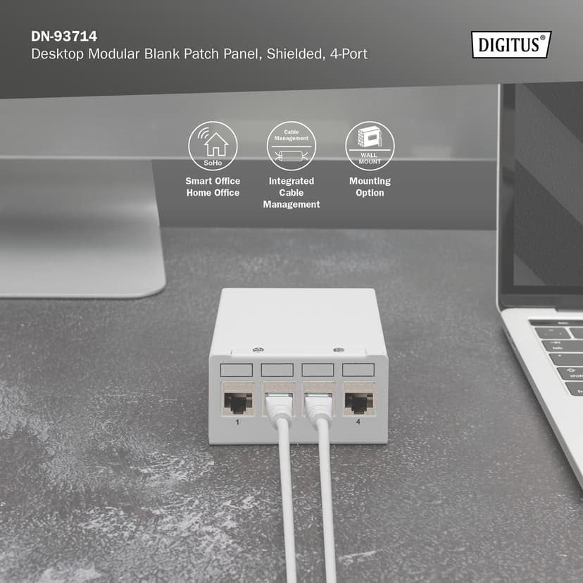 Digitus DN-93714 4-Port FTP Patch Panel Chassi Grå