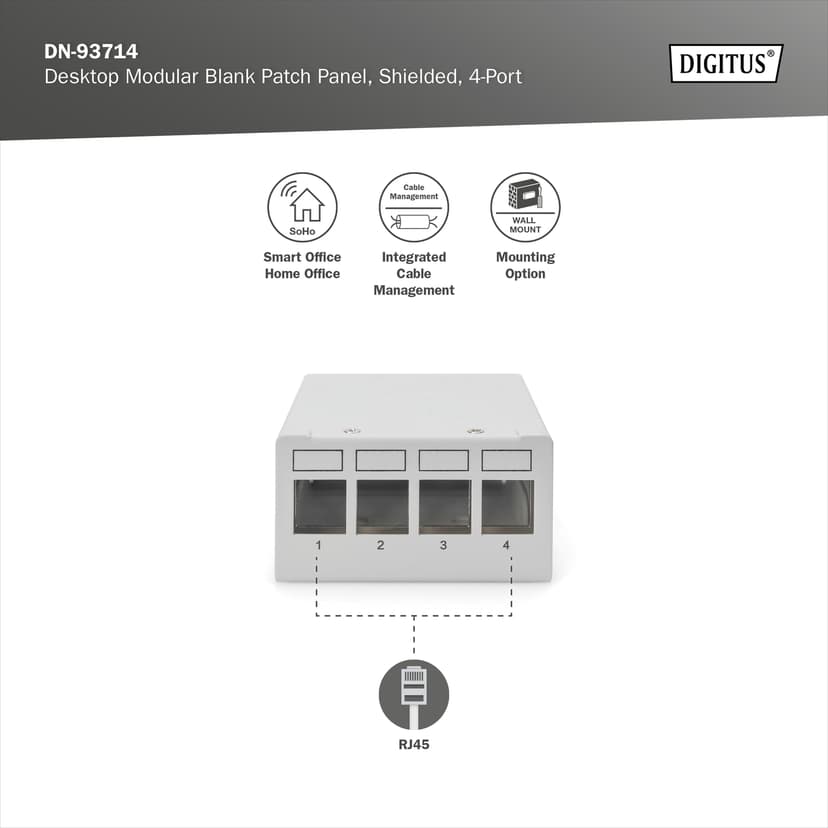Digitus DN-93714 4-Port FTP Patch Panel Chassie Harmaa