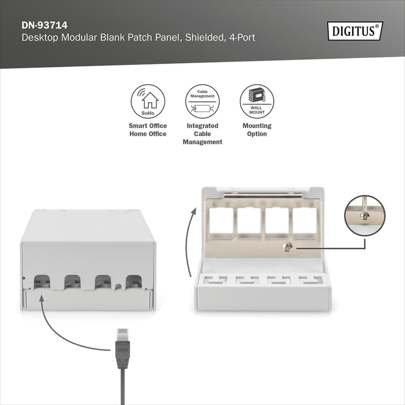 Digitus DN-93714 4-Port FTP Patch Panel Chassie Harmaa