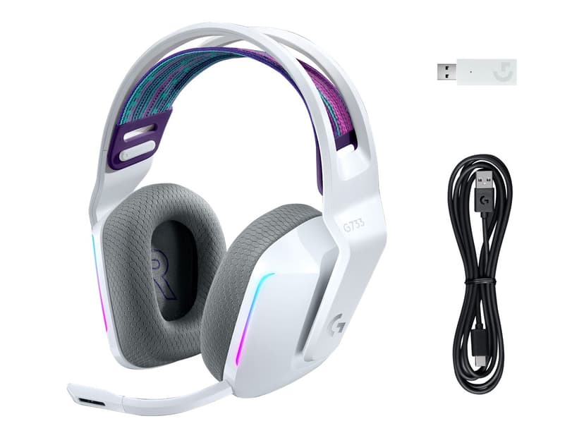 Logitech G733 Lightspeed Wireless RGB Gaming Headset Stereo Hvit