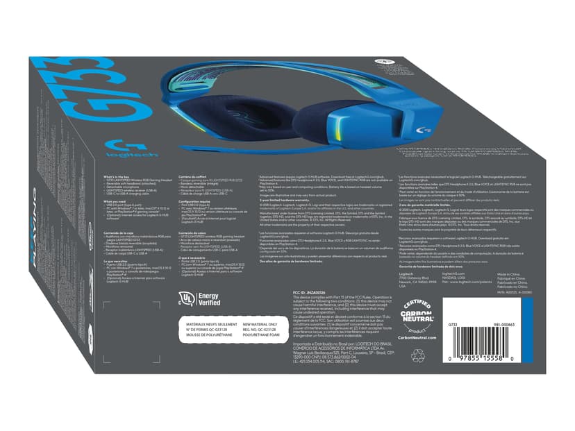 Logitech G733 Lightspeed Wireless RGB Gaming Headset Stereo Sininen