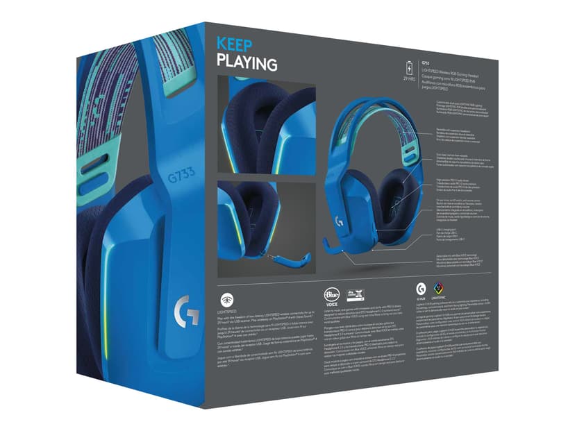 Logitech G733 Lightspeed Wireless RGB Gaming Headset Blå