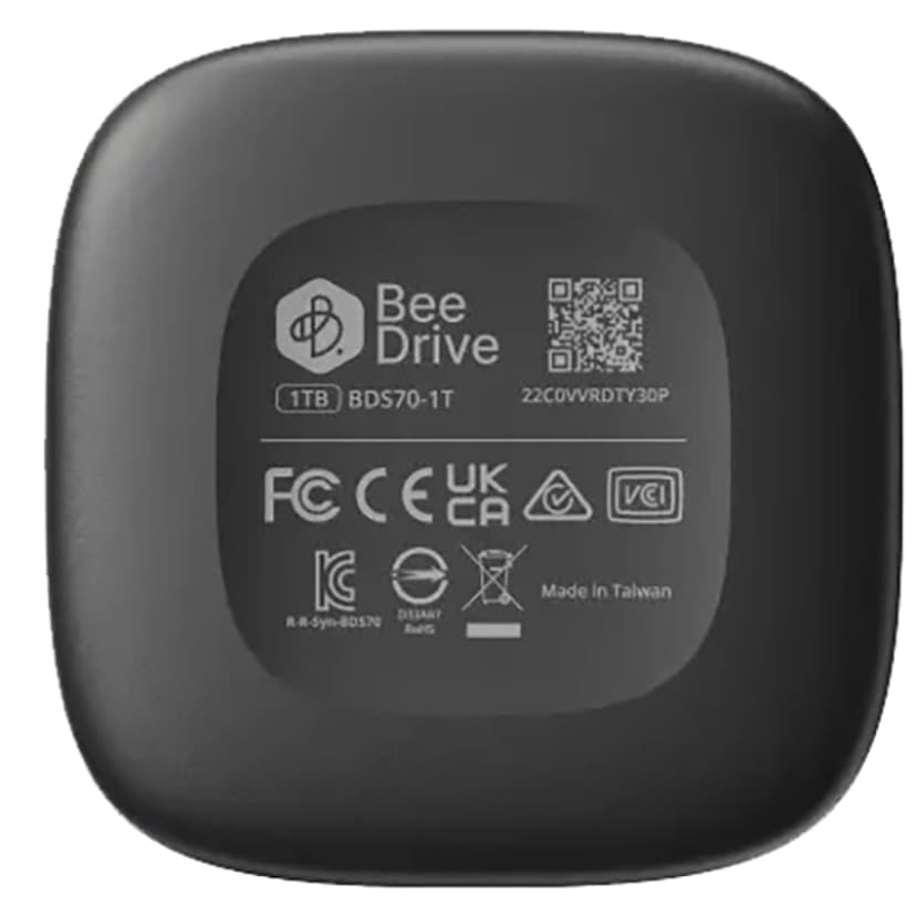 Synology BeeDrive 2TB, AI powered portable external SSD, Computer backup for Windows and Mac, Phone to computer transfer for iPhone and Android, AI file search, Deep Search USB-C Musta