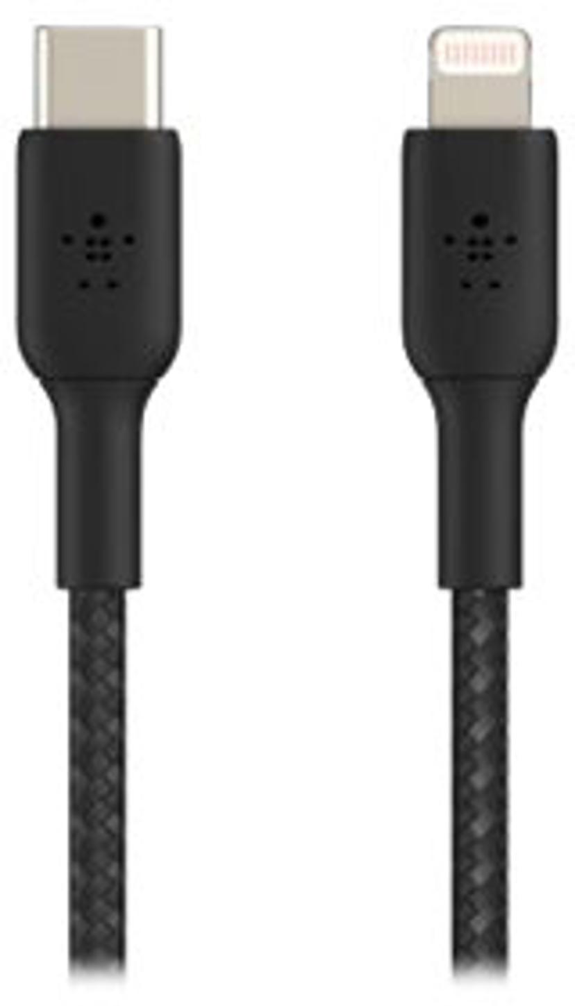 Belkin Lightning To USB-C Cable Braided 1m Musta
