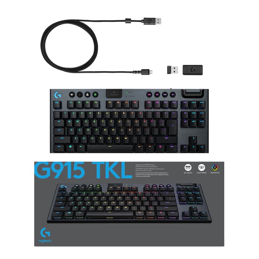 Logitech Gaming G915 Tkl - Tangentbord - Backlit - Usb, Blue Kabel Logitech GL Tactile Amerikanskt internationellt