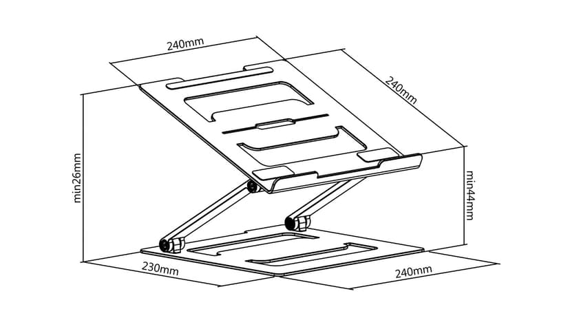 Prokord Laptop Riser Aluminium Silver