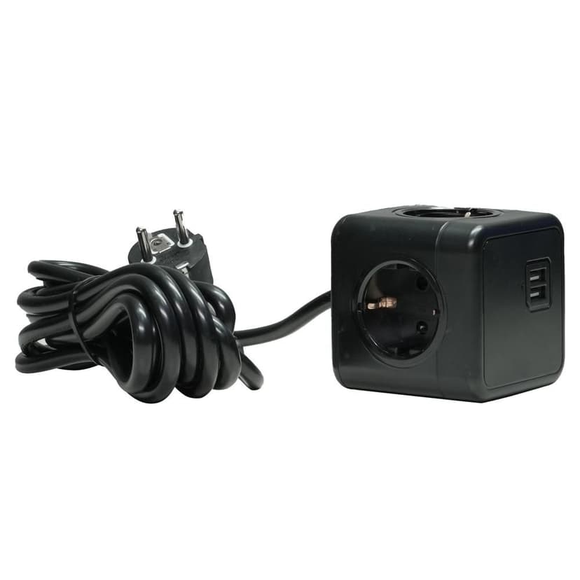 Microconnect GRUCUBE2USB-B3 jatkojohto 3 m 3 AC-pistorasia(a) Sisätila Musta