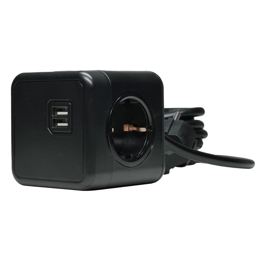 Microconnect GRUCUBE2USB-B3 stikdåse 3 m 3 AC stikkontakt(er) Indendørs Sort
