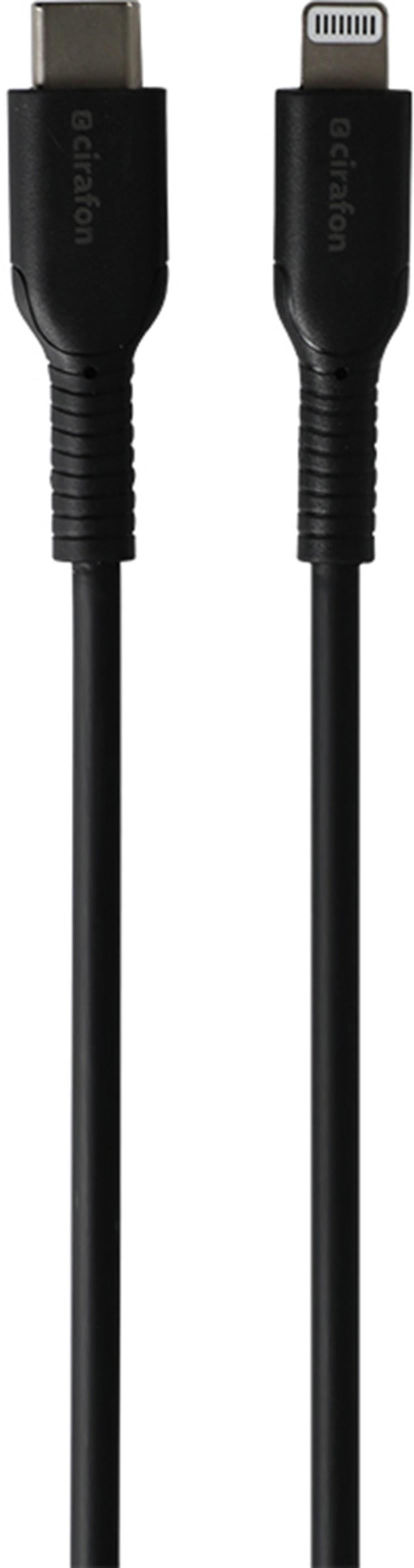 Cirafon USB-C–Lightning-pikalatauskaapeli – iPhonelle/iPadille 1m Musta