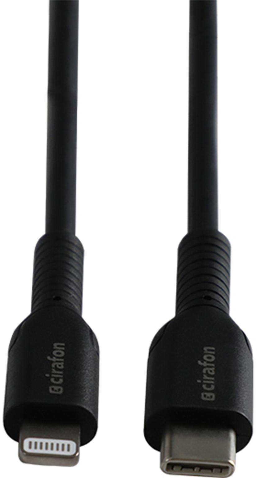 Cirafon USB-C–Lightning-pikalatauskaapeli – iPhonelle/iPadille 1m Musta