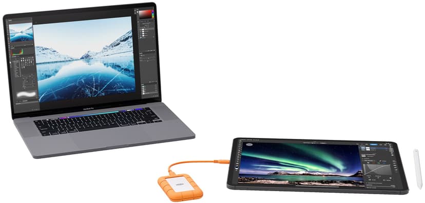 LaCie Mini Rugged SSD 4TB USB-C Grå, Oransje