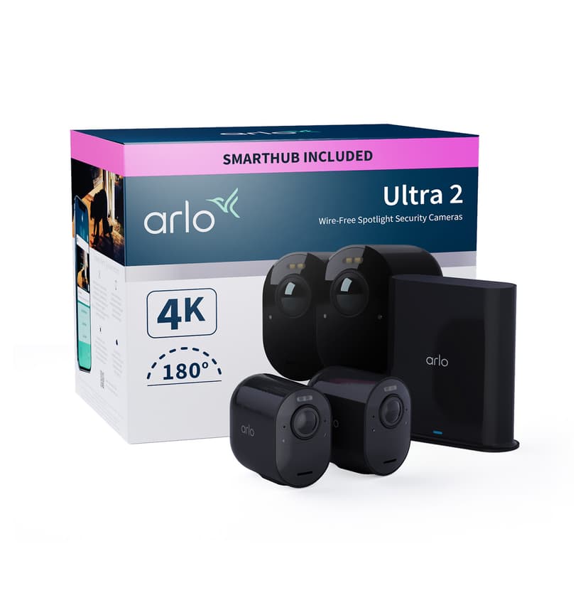 Arlo Ultra 2 trådlös övervakningskamera 2-pack, Svart