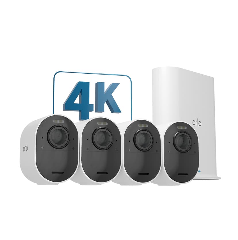 Arlo Ultra 2, langaton valvontaratkaisu, 4 kappaleen pakkaus, valkoinen