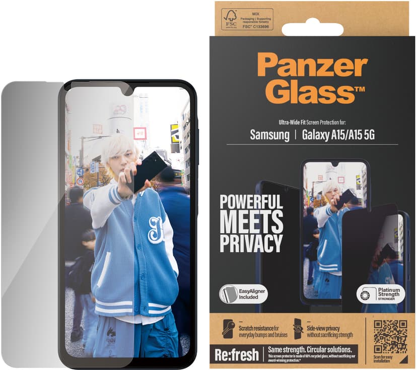 Panzerglass Ultra-wide Fit Privacy Samsung Galaxy A15 4G, Samsung Galaxy A15 5G