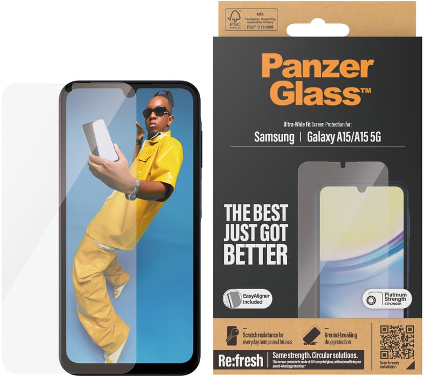 Panzerglass Ultra-Wide Fit skärmskydd Samsung Galaxy A15 4G, Samsung Galaxy A15 5G