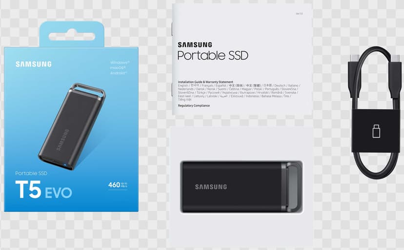 Samsung T5 EVO 2TB G1 Portable SSD USB Type-C Sort
