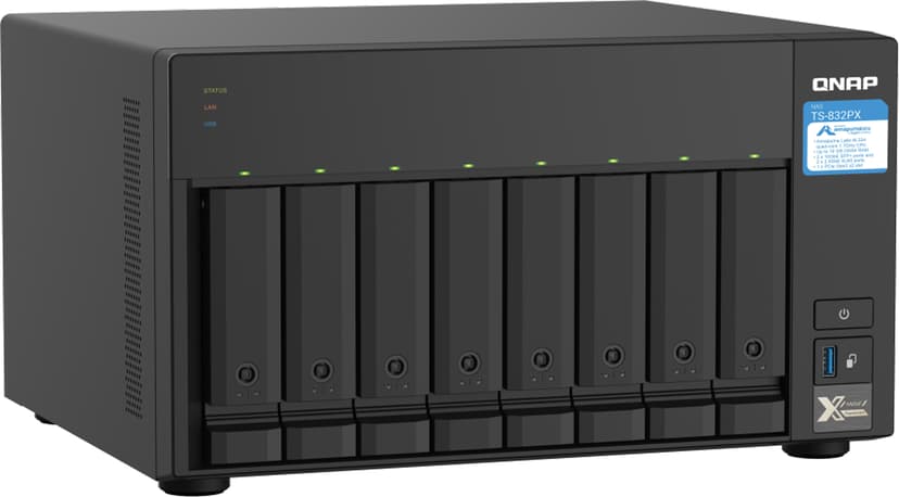 QNAP TS-832PX NAS Tower Annapurna Labs AL324 4 GB DDR4 0 TB QNAP Turbo System Gjuten aluminium, Svart