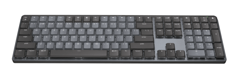 Logitech 920-010758 tastatur Kontor RF trådløs + Bluetooth QWERTY US International Grafitt, Grå Trådløs Logitech Linear US International