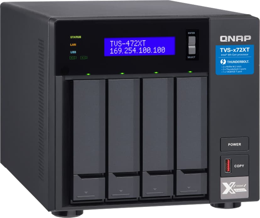 QNAP TVS-472XT NAS Tower Nätverksansluten (Ethernet) Svart