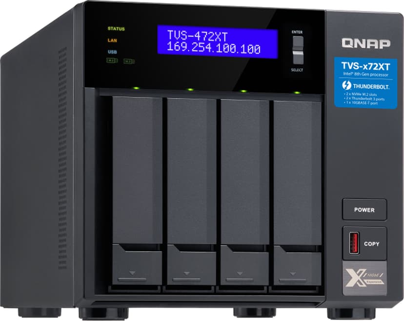 QNAP TVS-472XT NAS Tower Ethernet/bredbåndsforbindelse Sort