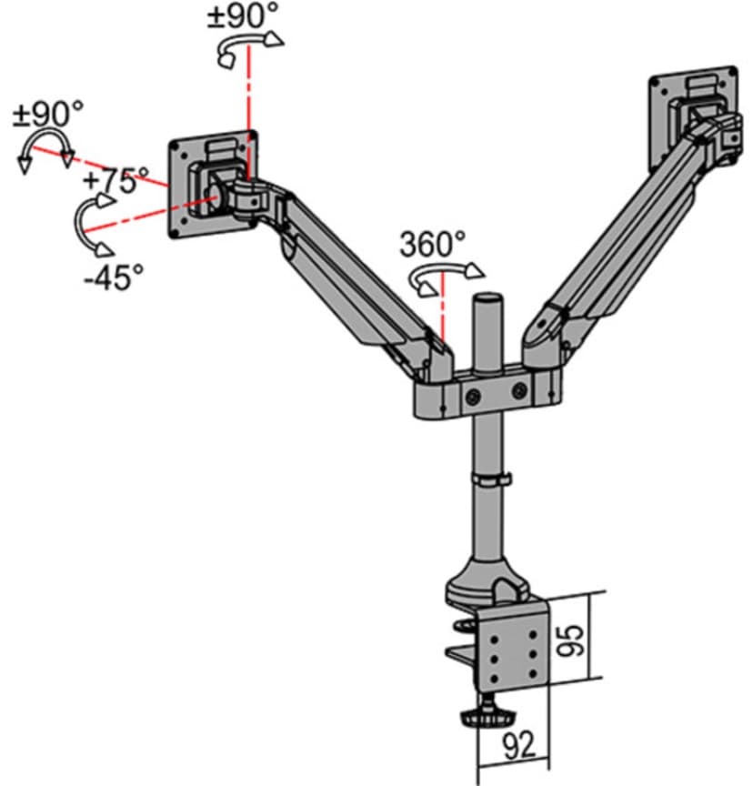 Multibrackets M Vesa Gas Lift Arm Dual