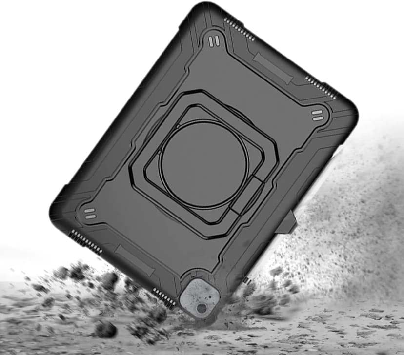 Armor-X Rugged Case with Kick-stand & Pencil Holder & Folding grip iPad Air 10.9" 4th gen, iPad Air 10.9" 5th gen Sort